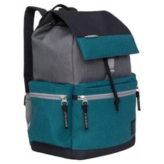 Рюкзак универсальный Grizzly мужской 16 л, с потайным карманом на спинке, бирюзовый