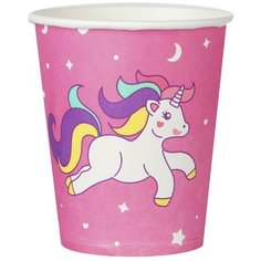 Стакан бумажный "Единорог и звёзды" (набор 6 шт) цвет розовый 3747663 Сима ленд