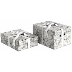 Набор коробов подарочных из картона с лентой 2 шт., 25*33*18.5 см, 25*33*9 см, JARDIN Valiant