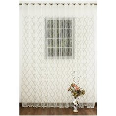 Тюль сетка-вышивка Византия , молочный, серый, 400х270 см