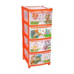 КОМОД ДЕТСКИЙ "44 КОТЁНКА" №1 4-Х СЕКЦИОННЫЙ (1) "АЛЬТЕРНАТИВА" М7643 Alternativa