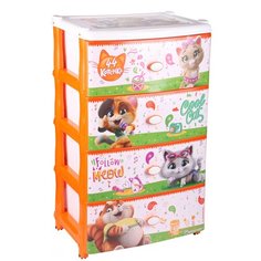 КОМОД ДЕТСКИЙ "44 КОТЁНКА" 4-Х СЕКЦИОННЫЙ ШИРОКИЙ (1) "АЛЬТЕРНАТИВА" М7645 Alternativa