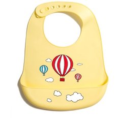 Нагрудник силиконовый с кармашком, 21х28, "Воздушные шары", желтый Baby Nice