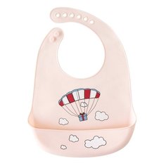 Нагрудник силиконовый с кармашком, 21х28, "Парашют", розовый Baby Nice