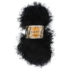Пряжа Visantia "TRAFKA" 100% полиэстер №1001 ЧЕРНЫЙ - 5 мотков по 100 гр