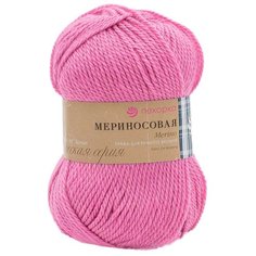 Пряжа Пехорка Мериносовая (50%шерсть, 50%акрил) (49-Фуксия), 10 мотков