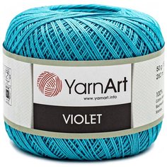 Пряжа YarnArt Violet 50гр 282м (100% мерсеризованный хлопок) (0008 яркая бирюза), 6 мотков