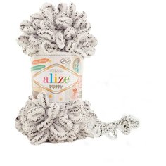 Пряжа для вязания Alize Puffy 100г 9м (100% микрополиэстер) (686 белый леопард), 5 мотков