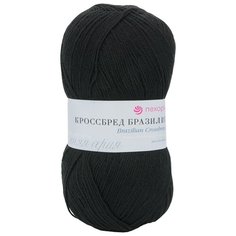 Пряжа Пехорка Кроссбред Бразилии (50%шерсть мериносовая, 50%акрил) (02-Черный), 5 мотков