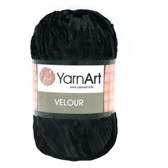 Пряжа YarnArt Velour 100г 170м (100% микрополиэстер) (842 черный), 5 мотков