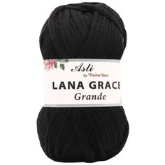 Пряжа из Троицка Lana Grace Grande 100гр. 65м. (25% мериносовая шерсть, 75% акрил супер софт ) (0140 черный), 5 мотков Троицкая камвольная фабрика