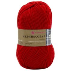 Пряжа Пехорка Мериносовая (50%шерсть, 50%акрил) (06-Красный), 10 мотков