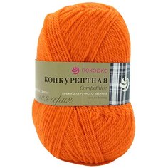 Пряжа Пехорка Конкурентная (50%шерсть, 50%акрил) (189-Яркооранжевый), 10 мотков