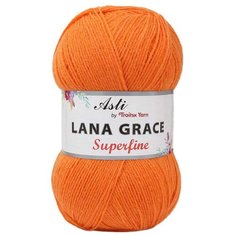 Пряжа из Троицка Lana Grace Superfine 100гр. 610м. (25% мериносовая шерсть, 75% акрил супер софт) (2410 апельсин), 5 мотков Троицкая камвольная фабрика