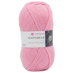 Пряжа Пехорка Народная 100гр. 220м.(30%шерсть, 70%акрил высокообъемный) (20-Розовый), 5 мотков