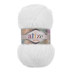 Пряжа для вязания Alize Softy Plus 100г 120м (100% микрополиэстер) (55 белый), 5 мотков
