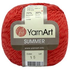 Пряжа YarnАrt Summer 100гр 350м (70% хлопок, 30% вискоза) (16 алый), 4 мотка
