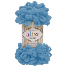 Пряжа для вязания Alize Puffy 100г 9м (100% микрополиэстер) (16 голубой Сочи), 5 мотков