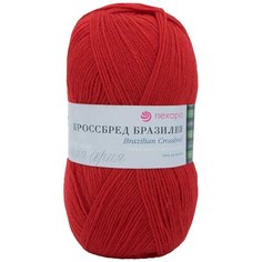 Пряжа Пехорка Кроссбред Бразилии (50%шерсть мериносовая, 50%акрил) (88-Красный мак), 5 мотков