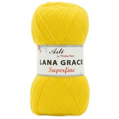 Пряжа из Троицка Lana Grace Superfine 100гр. 610м. (25% мериносовая шерсть, 75% акрил супер софт) (0123 холодный желтый), 5 мотков Троицкая камвольная фабрика