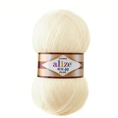 Пряжа для вязания Alize Angora Real 40 Plus (40% шерсть, 60% акрил) (01 кремовый), 5 мотков