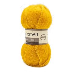 Пряжа YarnArt Mohair 100гр 220м (70% мохер, 30% акрил) (136 желтый), 5 мотков