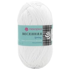 Пряжа Пехорка Весенняя (100%мерсеризованный хлопок) (01-Белый), 5 мотков