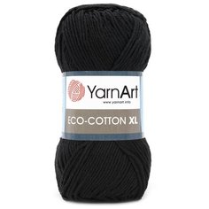Пряжа YarnArt Eco Сotton XL 200гр 220м (85% хлопок, 15% полиэстер) (761 черный), 5 мотков