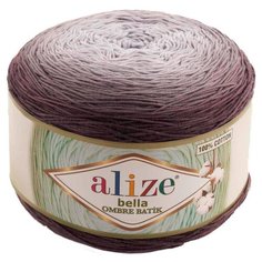 Пряжа для вязания Alize Bella Ombre Batik 250г 900м (100% хлопок) (7411 серо-коричневый), 2 мотка