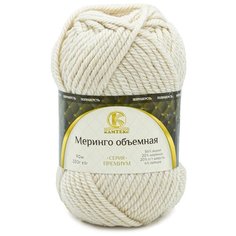 Пряжа Камтекс Меринго объемная 150гр. 90м. (20% меринос, 20% полутонкая шерсть, 56% акрил, 4% лайкра) (188 топленое молоко), 4 мотка