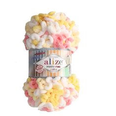 Пряжа для вязания Alize Puffy Fine Color 100г. 14,5м. (100% микрополиэстер) (5942 секционный), 5 мотков