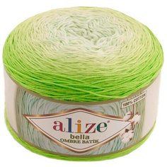 Пряжа для вязания Alize Bella Ombre Batik 250г 900м (100% хлопок) (7412 салатовый), 2 мотка