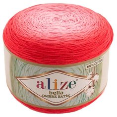 Пряжа для вязания Alize Bella Ombre Batik 250г 900м (100% хлопок) (7404 красный), 2 мотка