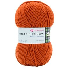 Пряжа Пехорка Зимняя Премьера 100гр.150м. (50% мериносовая шерсть, 50% акрил высокообъёмный) (30-Св.Теракот), 10 мотков