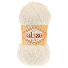 Пряжа для вязания Alize Softy (100% микрополиэстер) (62 светло-молочный), 5 мотков