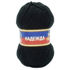 Пряжа Камтекс Надежда 100гр. 220м. (30% шерсть, 70% акрил) (003 черный), 10 мотков