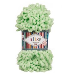 Пряжа для вязания Alize Puffy Fine 100г 14м (100% микрополиэстер) (516 пастельно-зеленый), 5 мотков
