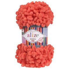 Пряжа для вязания Alize Puffy Fine 100г 14м (100% микрополиэстер) (526 гранатовый), 5 мотков