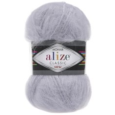 Пряжа для вязания Alize Mohair classic new 100гр. 200м (25%мохер, 24%шерсть, 51%акрил) (52 светло-серый), 5 мотков