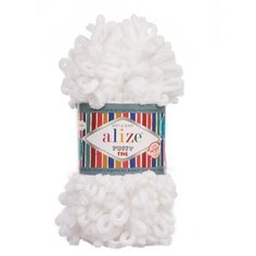 Пряжа для вязания Alize Puffy Fine 100г 14м (100% микрополиэстер) (55 белый), 5 мотков