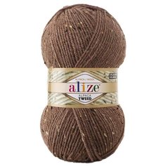 Пряжа для вязания Alize Alpaca Tweed 100гр. 250м. (15% шерсть, 15% альпака, 5% вискоза, 65% акрил) (688 кофе с молоком меланж), 5 мотков