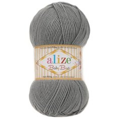 Пряжа для вязания Alize Baby Best 100г 240м (10% бамбук, 90% акрил) с эффектом АНТИПИЛЛИНГ (344 серый), 5 мотков