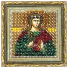 040ПМИ Набор для вышивания бисером Вышивальная мозаика Икона Святая Алла, 6,5*6,5 см