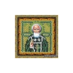 119ПМИ Набор для вышивания бисером Вышивальная мозаика Икона Св. Сергий Радонежский, 6,5*6,5 см