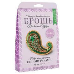НБР-18009/1 Набор для вышивания бисером: Брошь Восточный узор (зелёный). Mari Kole