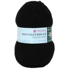 Пряжа Пехорка Перспективная 100гр. 270м (50%шерсть, 50%акрил высокообъемный) (02-Черный), 5 мотков