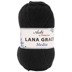 Пряжа из Троицка Lana Grace Original 100гр. 300м. (25% мериносовая шерсть, 75% акрил супер софт) (0140 черный), 5 мотков Троицкая камвольная фабрика