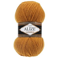 Пряжа для вязания Alize Lanagold 100гр., 240м (49%шерсть, 51%акрил) (645 горчичный), 5 мотков