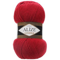 Пряжа для вязания Alize Lanagold 100гр., 240м (49%шерсть, 51%акрил) (56 красный), 5 мотков
