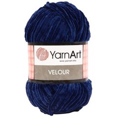 Пряжа YarnArt Velour 100г 170м (100% микрополиэстер) (848 темно-синий), 5 мотков